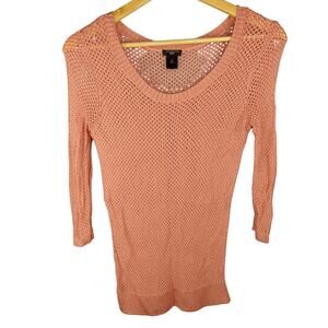 Ann Taylor Salmon Open Knit Sweater Petite Medium